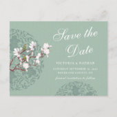 Retro Sage Green Chinoiserie Save the Date Postkarte (Vorderseite)
