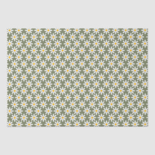 Retro Sage Green Daisies Blumenmuster Seidenpapier