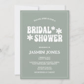 Retro Sage Green Daisy Blume Brautparty Einladung (Vorderseite)