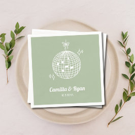 Retro Sage Green Disco Hochzeitsdekor Napkins Serviette