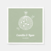 Retro Sage Green Disco Hochzeitsdekor Napkins Serviette (Vorderseite)