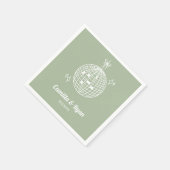 Retro Sage Green Disco Hochzeitsdekor Napkins Serviette (Ecke)
