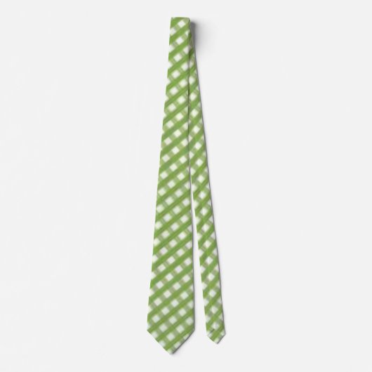 Retro "Sage Green Gingham Karo" Neck Tie Krawatte (Vorderseite)