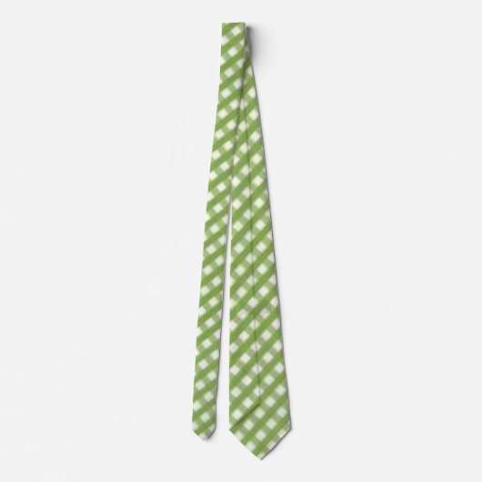 Retro "Sage Green Gingham Karo" Neck Tie Krawatte (Rückseite)