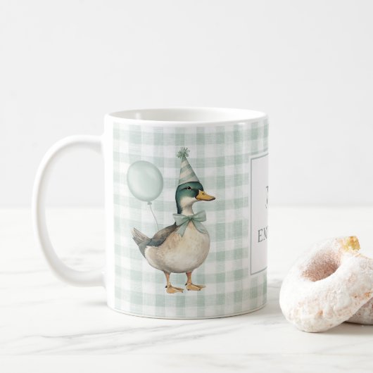 Retro Sage Green Mallard Duck Ballon Kaffeetasse (Mit Donut)