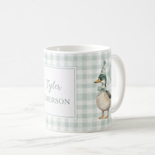 Retro Sage Green Mallard Duck Ballon Kaffeetasse (VorderseiteRechts)