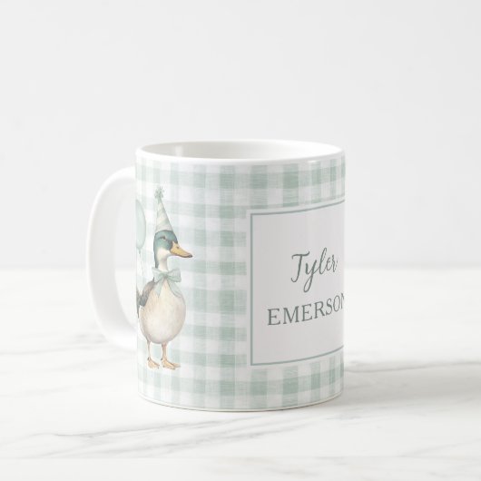 Retro Sage Green Mallard Duck Ballon Kaffeetasse (Vorderseite Links)