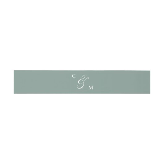 Retro Sage Green Monogram Wedding Einladungsbanderole (Flach)