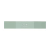 Retro Sage Green Monogram Wedding Einladungsbanderole (Flach)