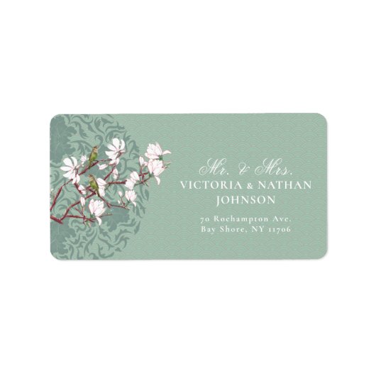 Retro Sage Green Mr & Mrs Newlywed Rücksendeadress Adressaufkleber (Vorne)