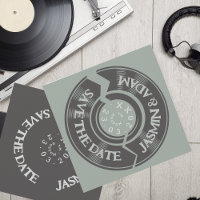 Retro Sage Green Vinyl Record Groovy Wedding