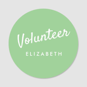 Retro Sage Green Volunteer Magnetic Namensschild