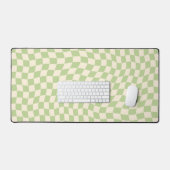 Retro Sage Green Wavy Checkered Muster Schreibtischunterlage (Tastatur & Maus)