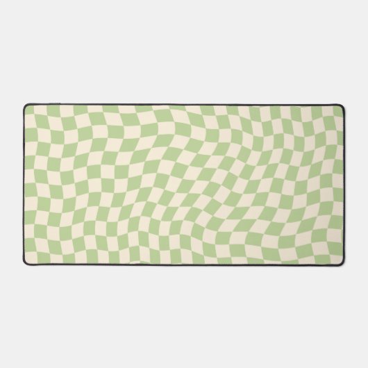 Retro Sage Green Wavy Checkered Muster Schreibtischunterlage (Vorderseite)