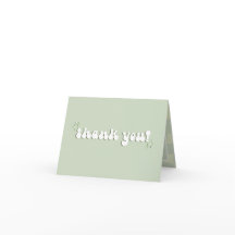 Retro Sage Green Wedding Danke Card Disco