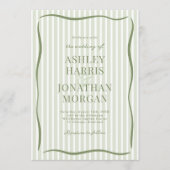 Retro Sage Green Wedding Einladung (Vorderseite)