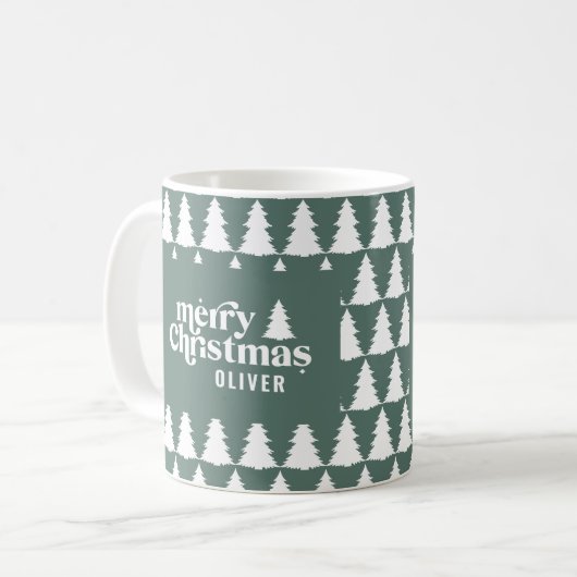 Retro Sage Grüne Weihnachten Moderne Minimal einzi Kaffeetasse (Vorderseite Links)