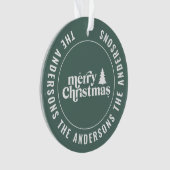 Retro Sage Grüne Weihnachten Moderne Minimal einzi Ornament (Vorderseite)