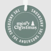 Retro Sage Grüne Weihnachten Moderne Minimal einzi Ornament (Rückseite)