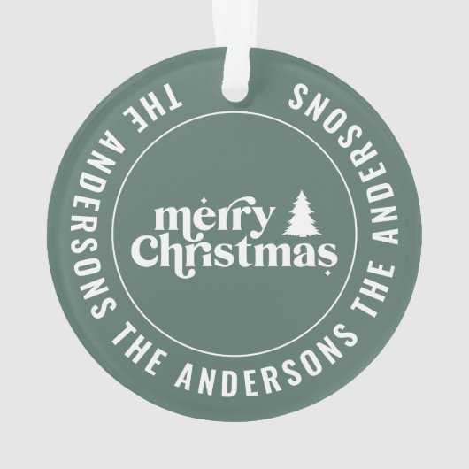 Retro Sage Grüne Weihnachten Moderne Minimal einzi Ornament (Rückseite)