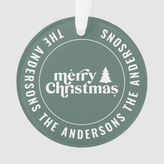 Retro Sage Grüne Weihnachten Moderne Minimal einzi Ornament (Vorderseite)