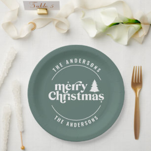 Retro Sage Grüne Weihnachten Moderne Minimal einzi Pappteller