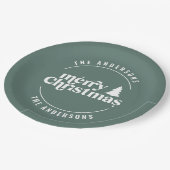 Retro Sage Grüne Weihnachten Moderne Minimal einzi Pappteller (Schrägansicht)