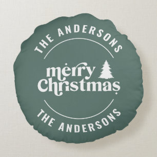 Retro Sage Grüne Weihnachten Moderne Minimal einzi Rundes Kissen