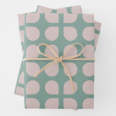 Retro Sage Pastel Mitte Jahrhundert Petals Muster Geschenkpapier Set (Beispiel)