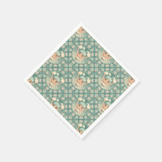 Retro Sage Sand Cheerleader Mandala Tile Decoupage Serviette (Ecke)