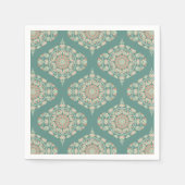 Retro Sage & Sand Verziert Mandala Damask Dekoupag Serviette (Vorderseite)