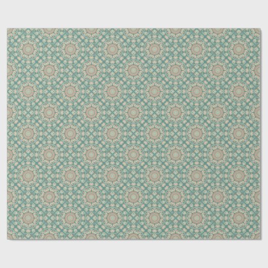 Retro Sage & Sand Verziert Mandala Diamond Tile Geschenkpapier (Flach)