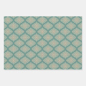 Retro Sage & Sand Verziert Mandala Ogee Damask Geschenkpapier Set (Vorderseite 3)