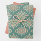 Retro Sage & Sand Verziert Mandala Ogee Damask Geschenkpapier Set (Beispiel)