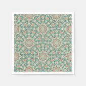 Retro Sage & Sand Verziert Mandala Scallop Dekoupa Serviette (Vorderseite)