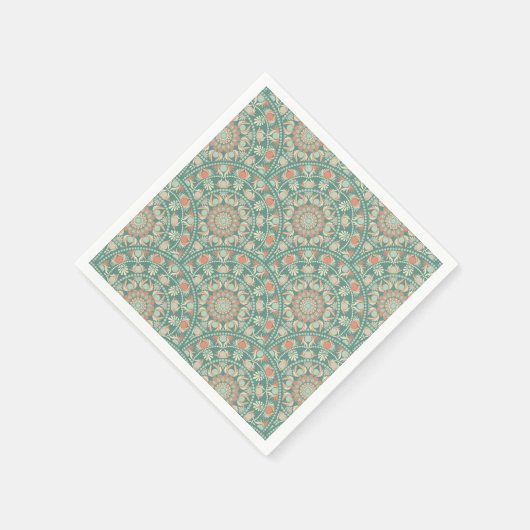 Retro Sage & Sand Verziert Mandala Scallop Dekoupa Serviette (Ecke)