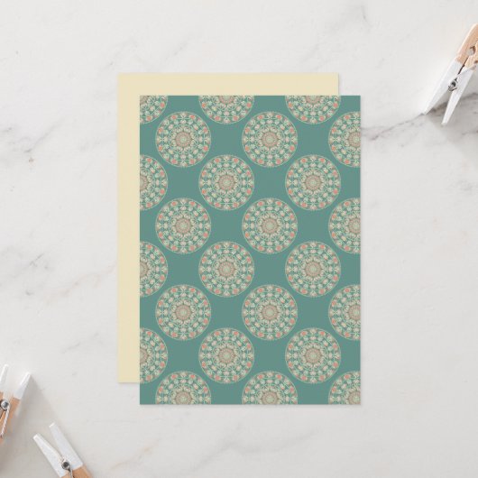 Retro Sage & Sand Verziert Polka Dot Mandala Einladung (Vorderseite/Rückseite Beispiel)