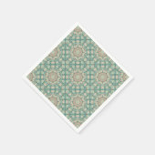 Retro Sage & Sand Verzierte Mandala Tile Entdeckun Serviette (Ecke)