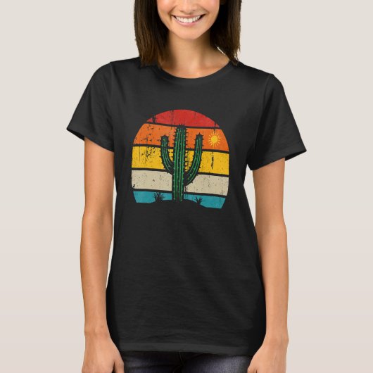 Retro Saguaro Cactus Cactus Sunset Opuntia Cactace T-Shirt (Vorderseite)
