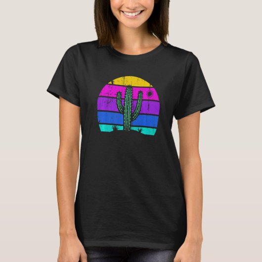 Retro Saguaro Cactus Cactus Sunset Opuntia Cactace T-Shirt (Vorderseite)