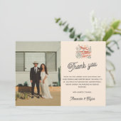 Retro Saguaro Cactus WüstenWedding Dankeschön Kart Einladung (Stehend Vorderseite)