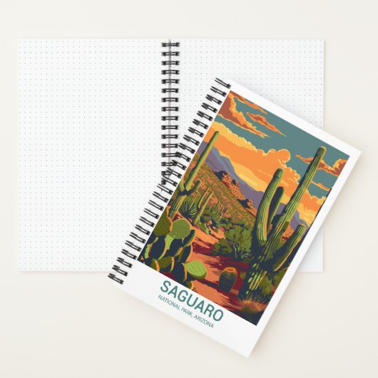 Retro Saguaro Landschaftlich View Bullet Journal Notizblock (Innen)