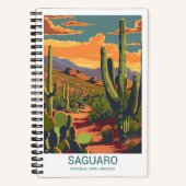 Retro Saguaro Landschaftlich View Bullet Journal Notizblock (Vorderseite)