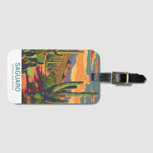 Retro Saguaro Landschaftlich View Gepäckanhänger (Vorderseite (Horizontal))