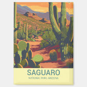 Retro Saguaro Landschaftlich View Magnet (Vorderseite)