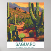 Retro Saguaro Landschaftlich View Poster (Vorne)