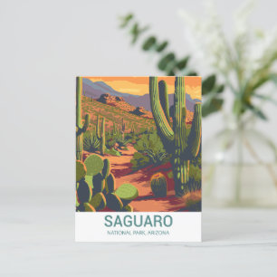 Retro Saguaro Landschaftlich View Postkarte