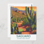 Retro Saguaro Landschaftlich View Postkarte (Vorne/Hinten)