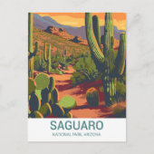 Retro Saguaro Landschaftlich View Postkarte (Vorderseite)