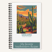 Retro Saguaro Landschaftlich View Rezept Notebook Notizblock (Vorderseite)